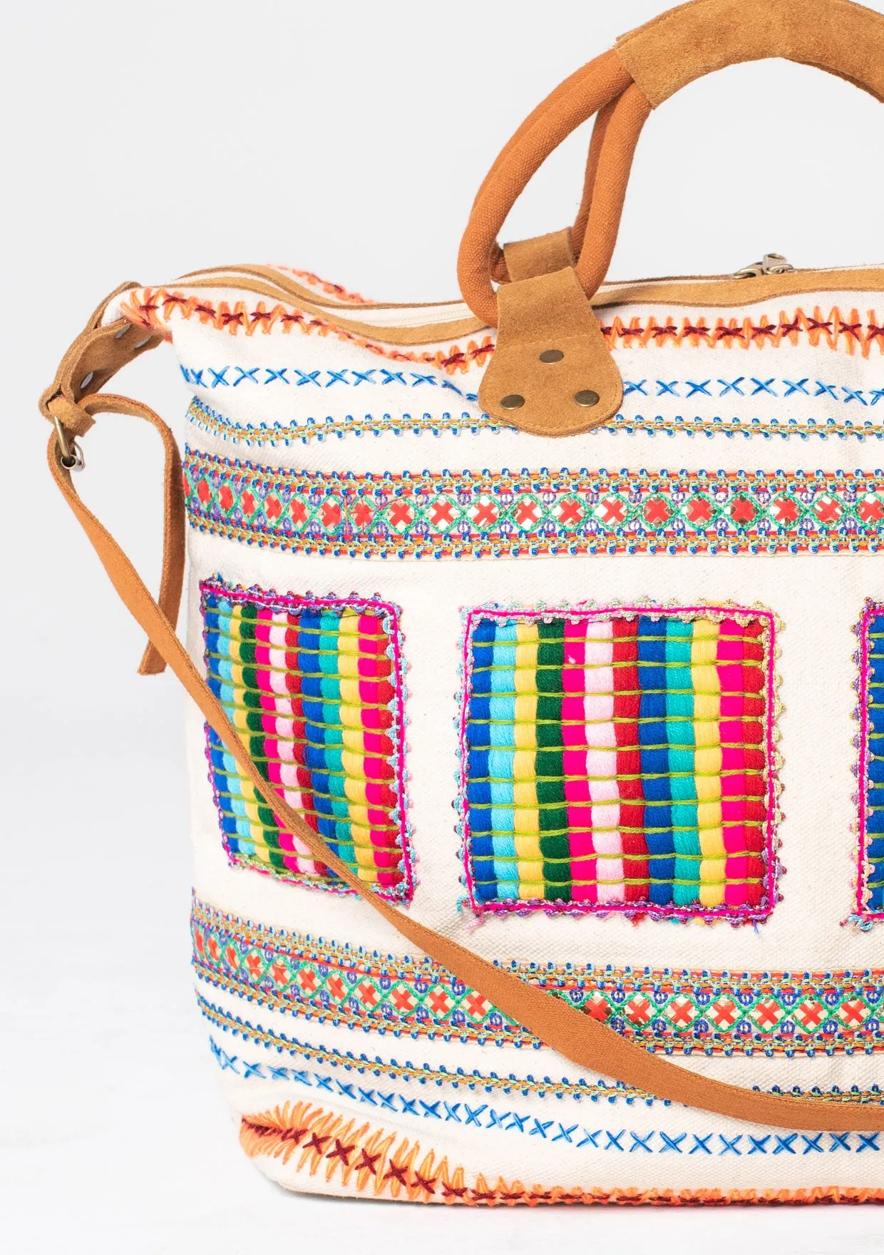 Multi Color Embroidered Weekender Bag