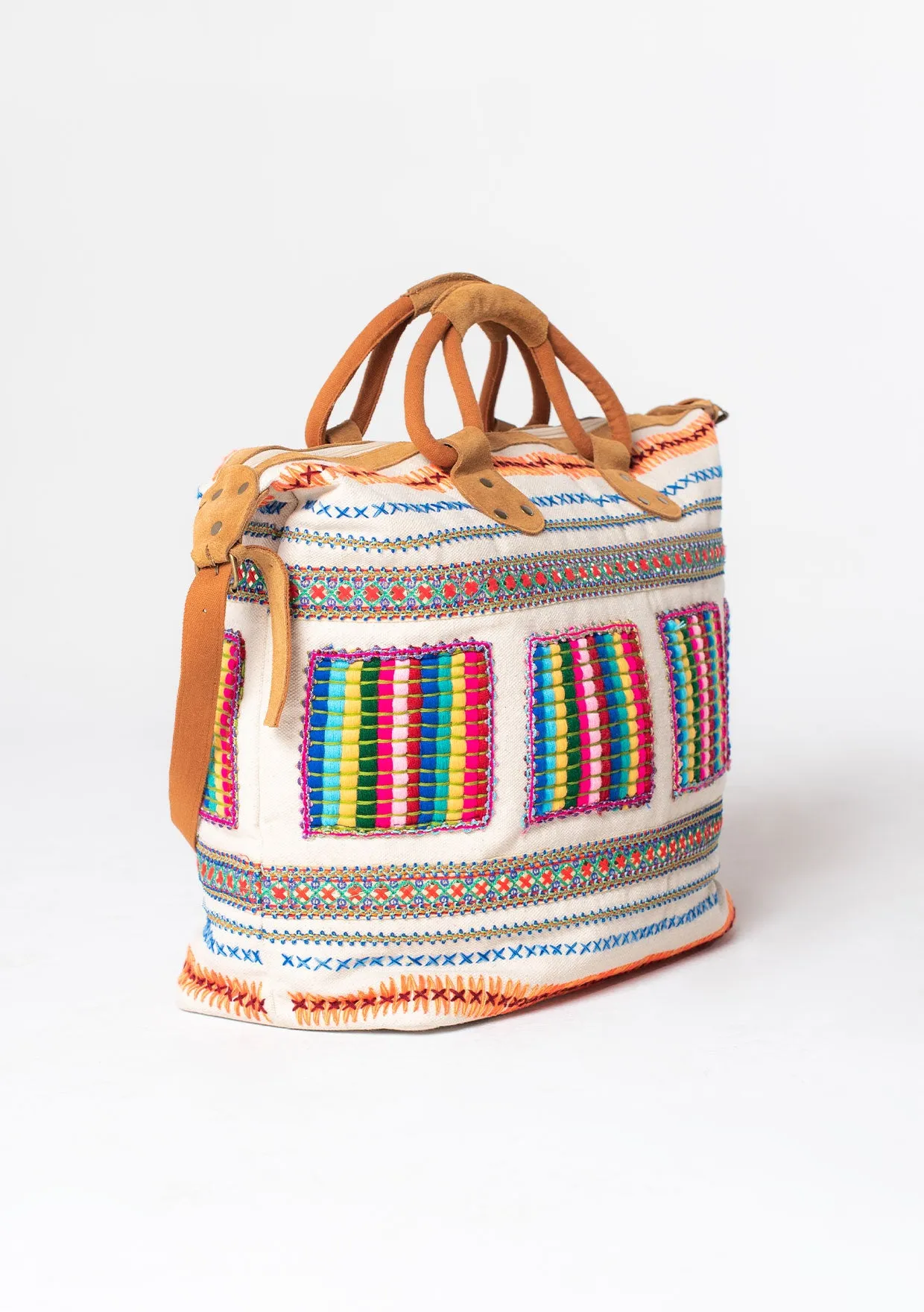Multi Color Embroidered Weekender Bag