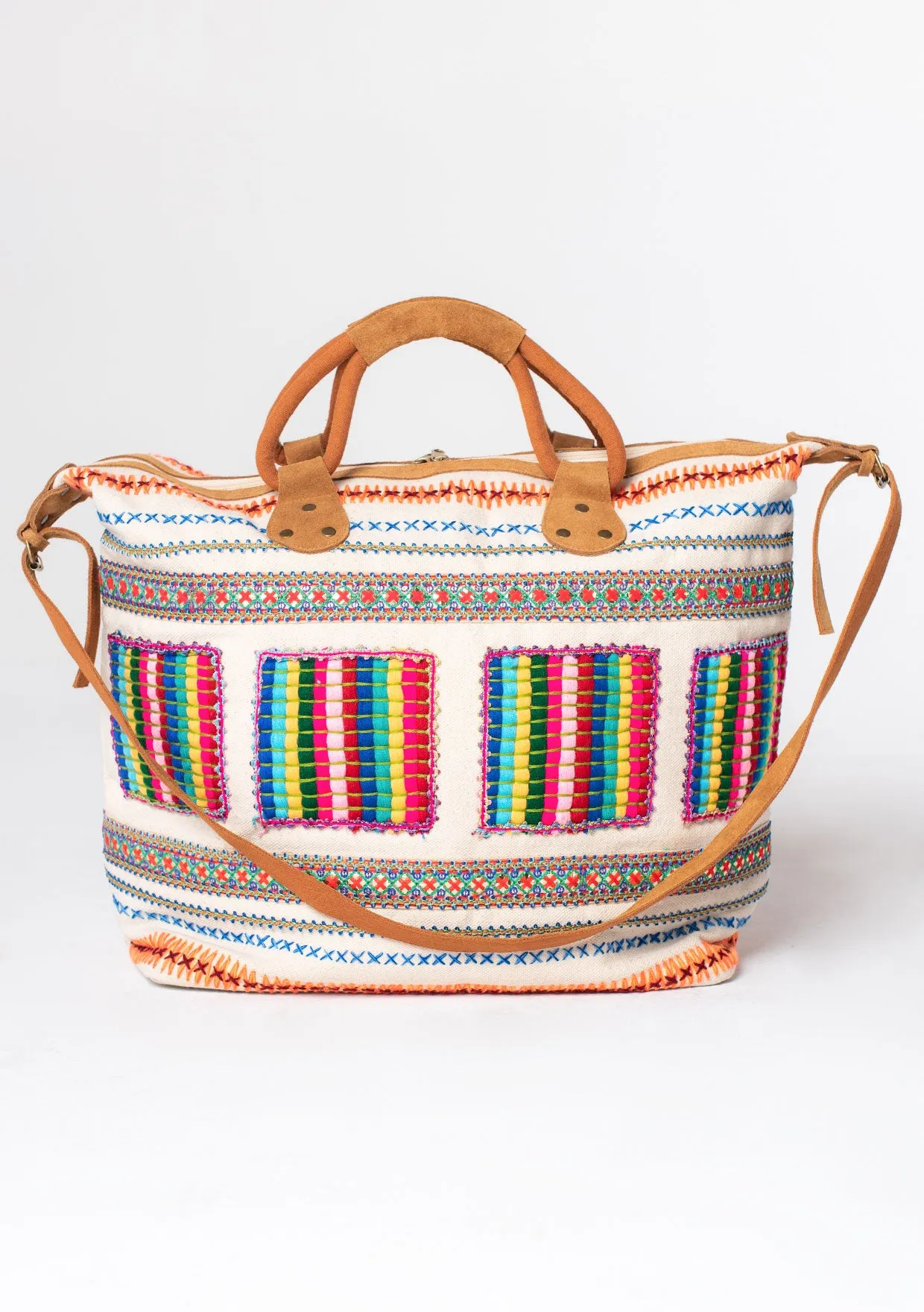 Multi Color Embroidered Weekender Bag