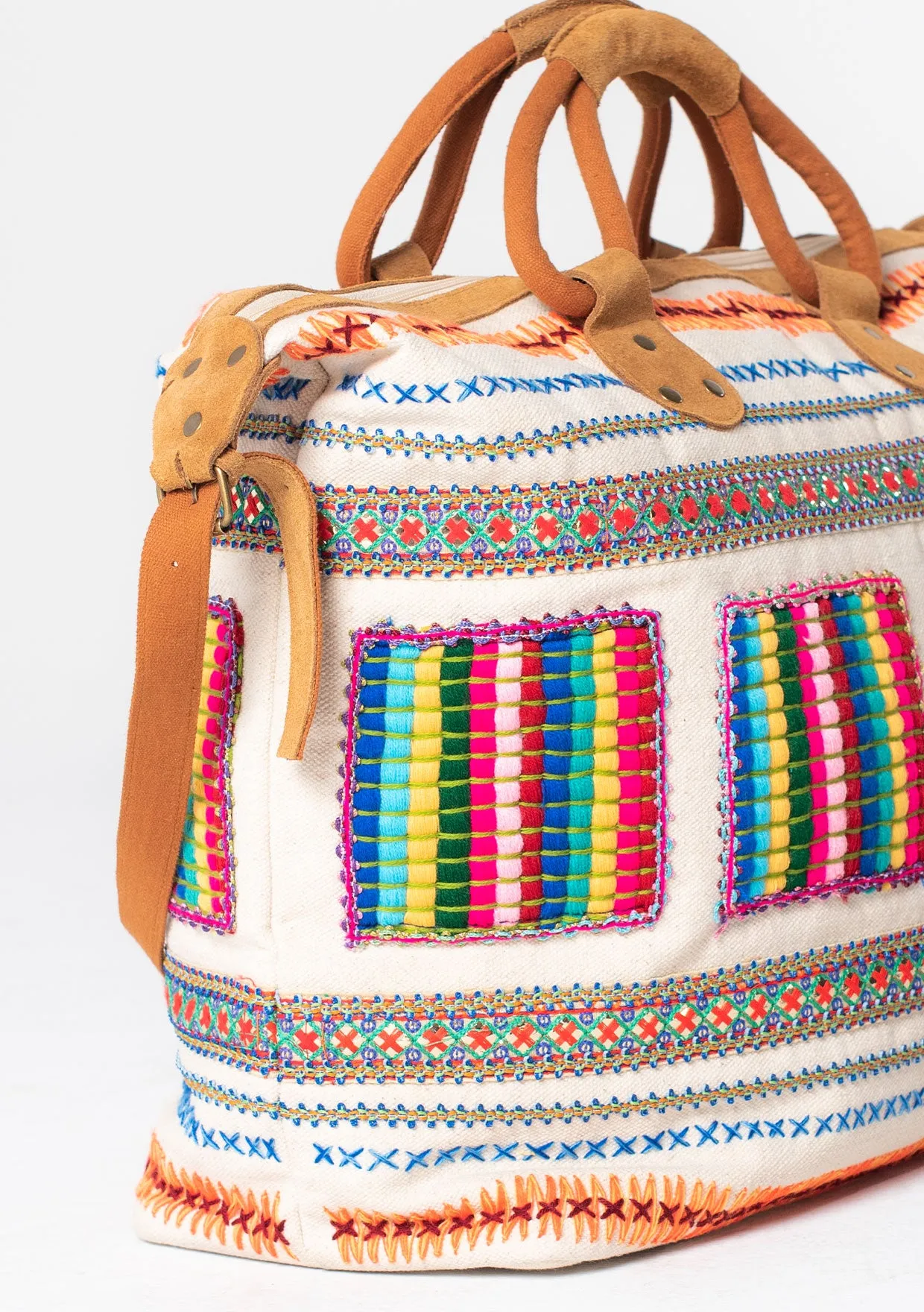 Multi Color Embroidered Weekender Bag
