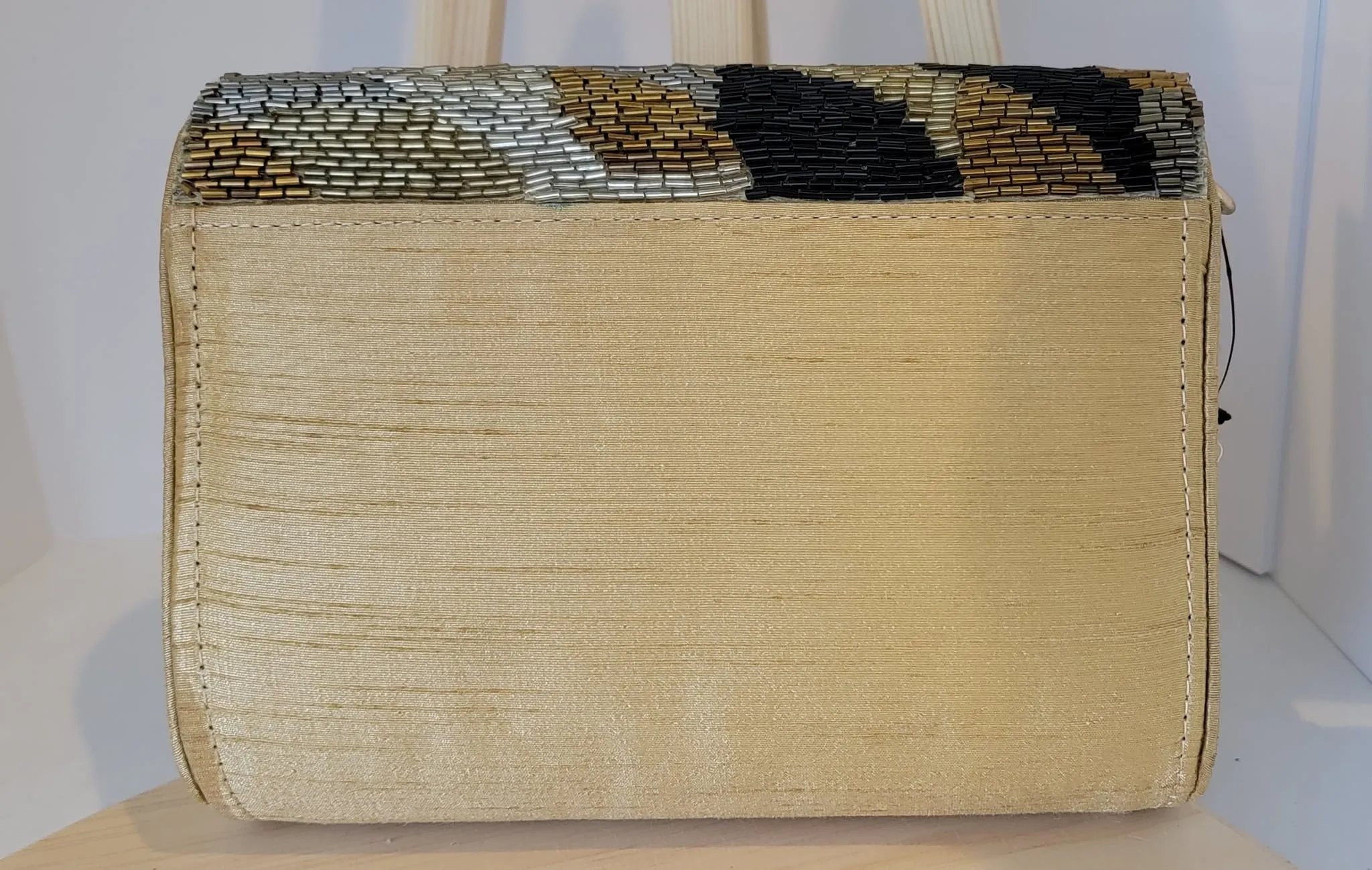 MYUS114 - Gold Color Clutch Bag with Multi-Color Bead Work