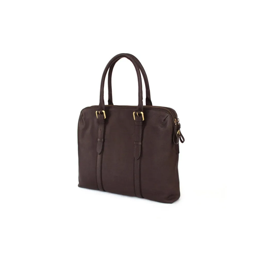 Nappa Dori Dark Brown Dual Zip Laptop Bag