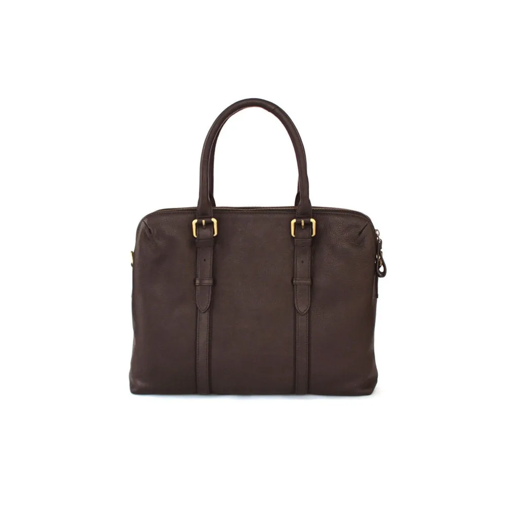 Nappa Dori Dark Brown Dual Zip Laptop Bag