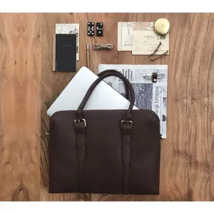 Nappa Dori Dark Brown Dual Zip Laptop Bag