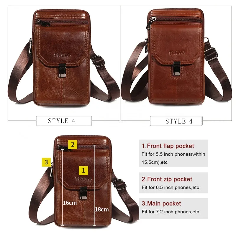 Natural Skin Hip Bum Fanny Belt Pack Men Leather Pouch