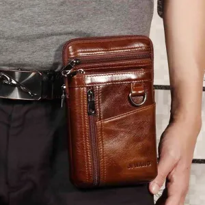Natural Skin Hip Bum Fanny Belt Pack Men Leather Pouch