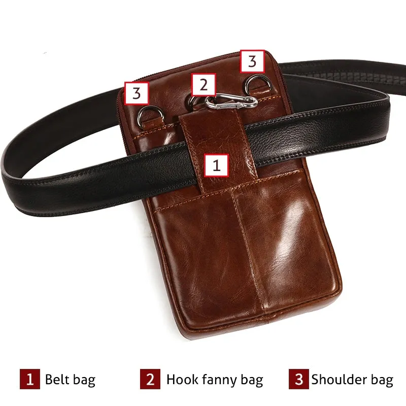 Natural Skin Hip Bum Fanny Belt Pack Men Leather Pouch