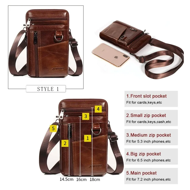 Natural Skin Hip Bum Fanny Belt Pack Men Leather Pouch