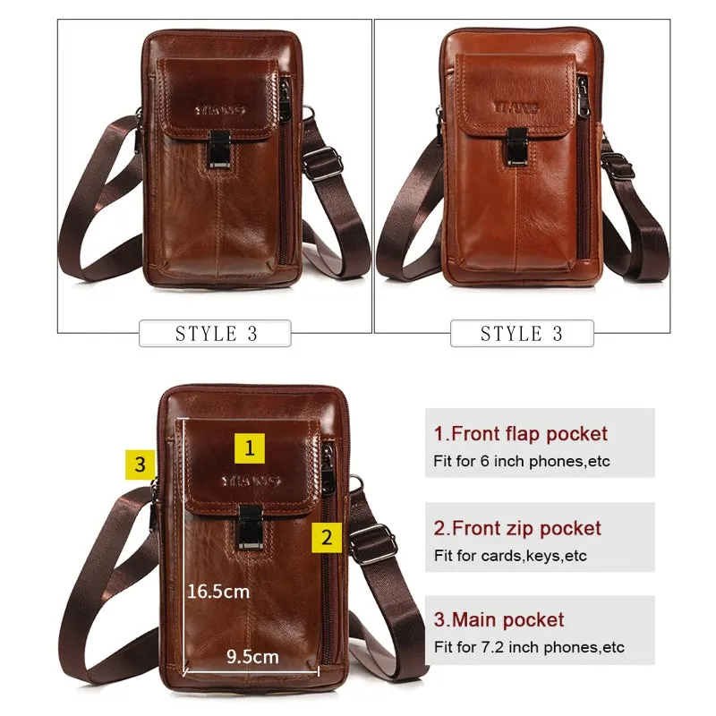 Natural Skin Hip Bum Fanny Belt Pack Men Leather Pouch