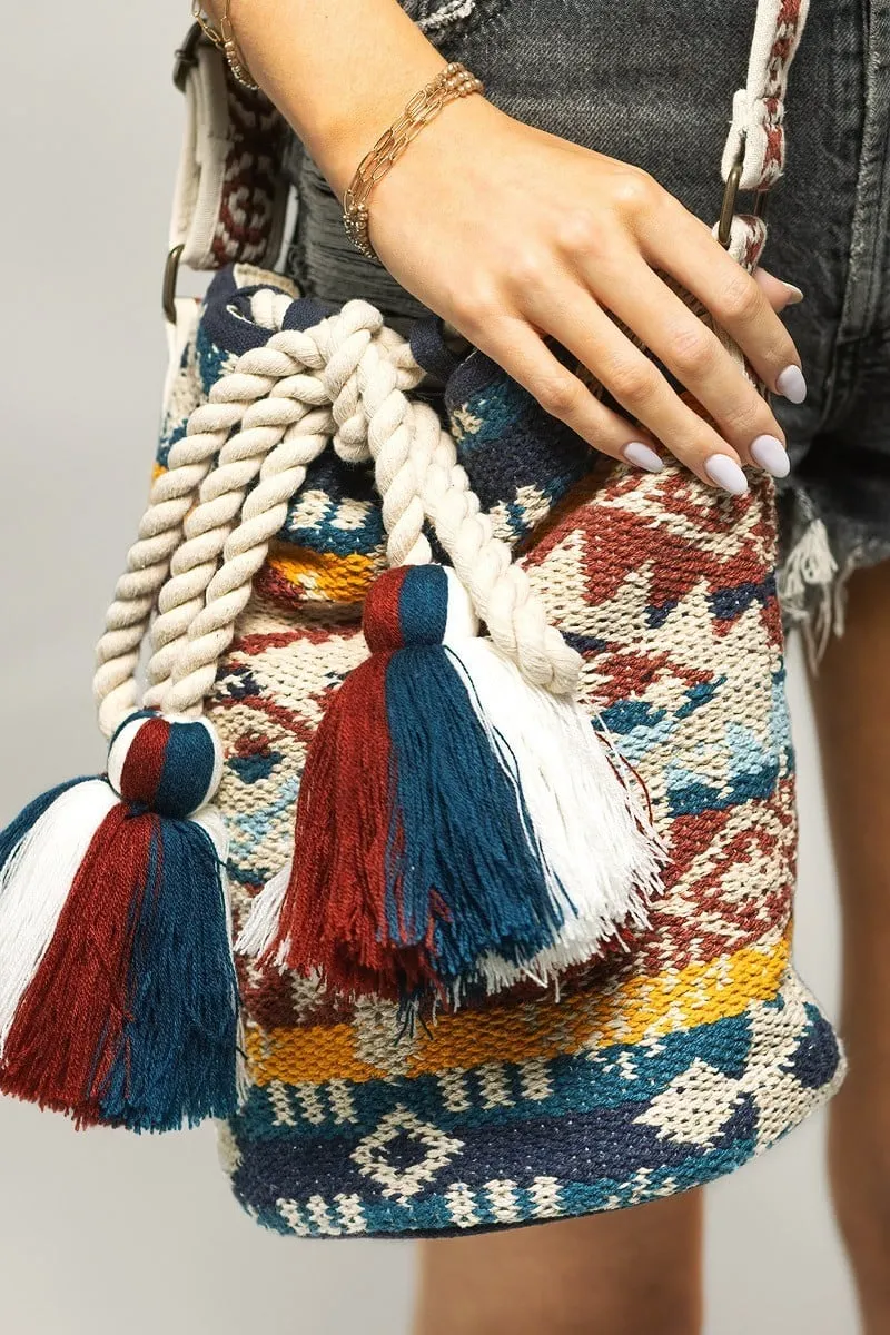 Navajo Pattern Bucket Shoulder Bag
