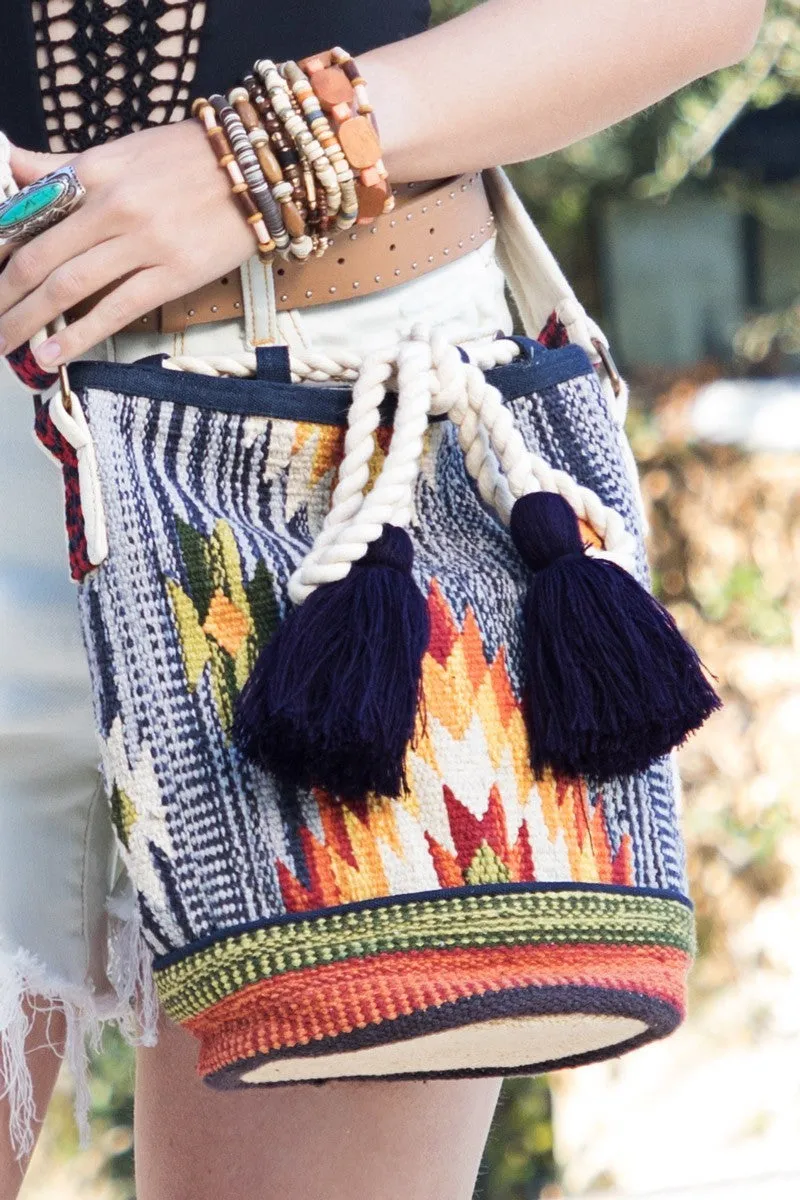 Navajo Pattern Bucket Shoulder Bag