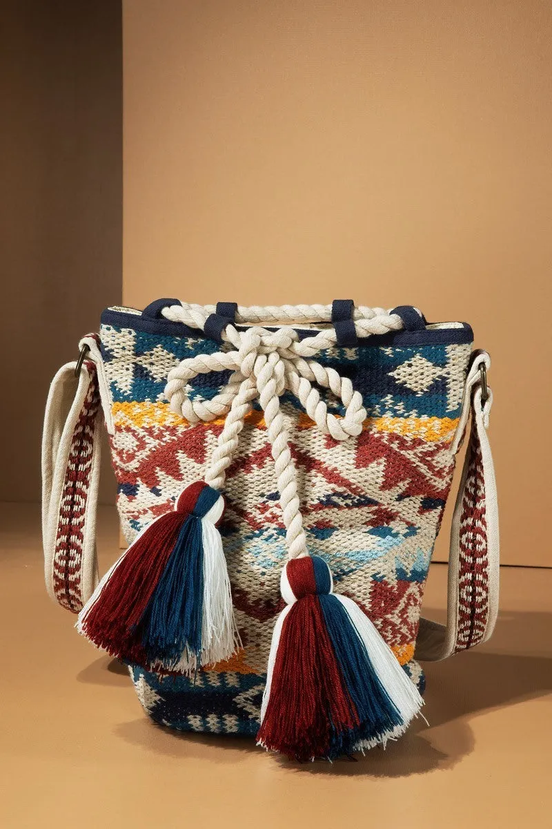 Navajo Pattern Bucket Shoulder Bag