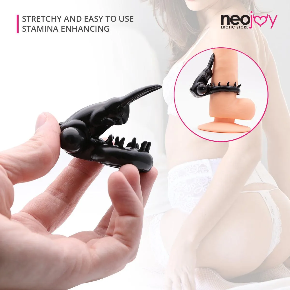 Neojoy Dark Cock Ring - Jelly Penis Ring for Enhanced Erection - Clitoral Bullet