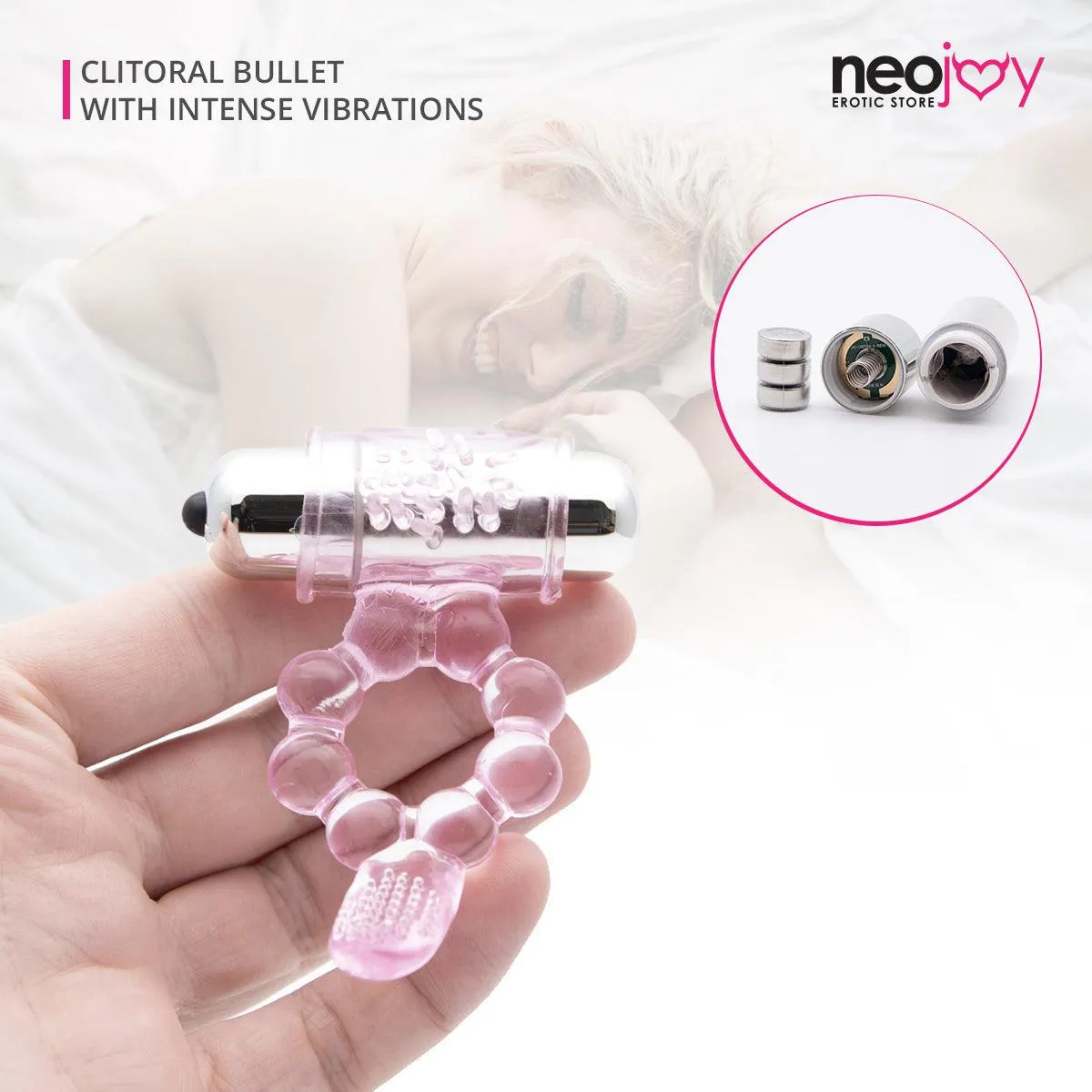 Neojoy Flower Ring - Jelly Cock Ring Erection Enhancer Clitoral Bullet Vibrator