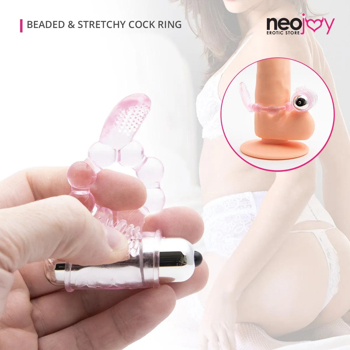 Neojoy Flower Ring - Jelly Cock Ring Erection Enhancer Clitoral Bullet Vibrator