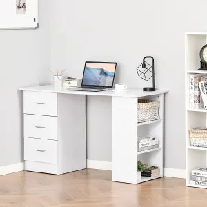 New in box! HOMCOM Computer Desk with 3-Tier Storage Shelves, 47 Inches Home Office Desk with Drawers, Study Writing Table, White! Retails $306 w/tax!