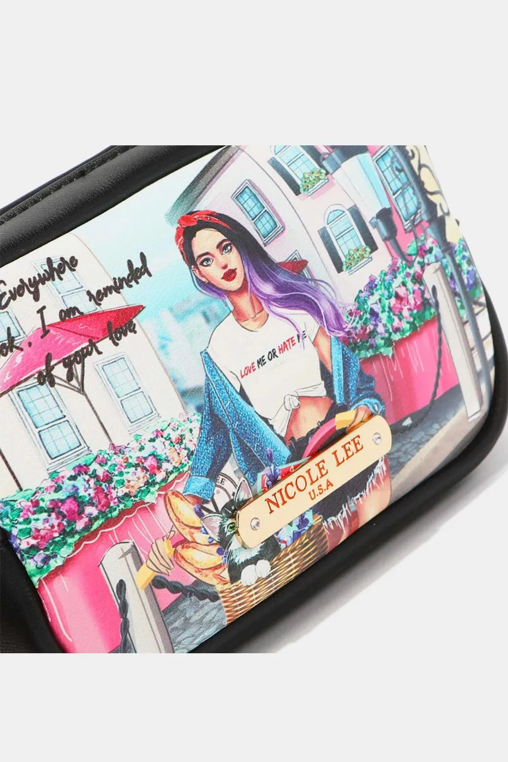 Nicole Lee Double Pouch Graphic Leather Fanny Pack