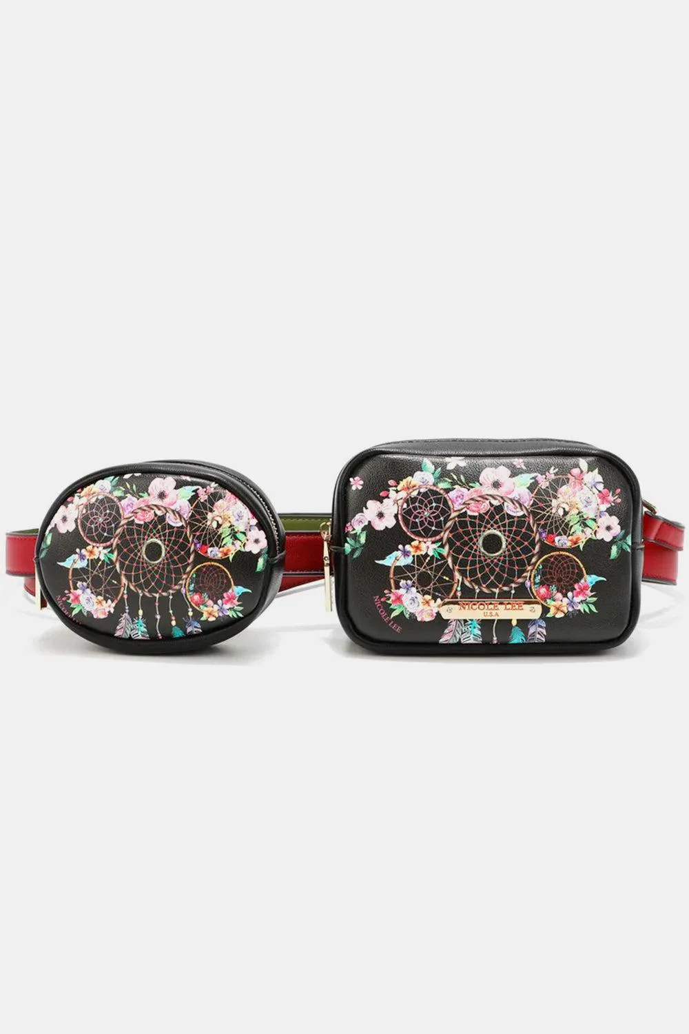 Nicole Lee Double Pouch Graphic Leather Fanny Pack