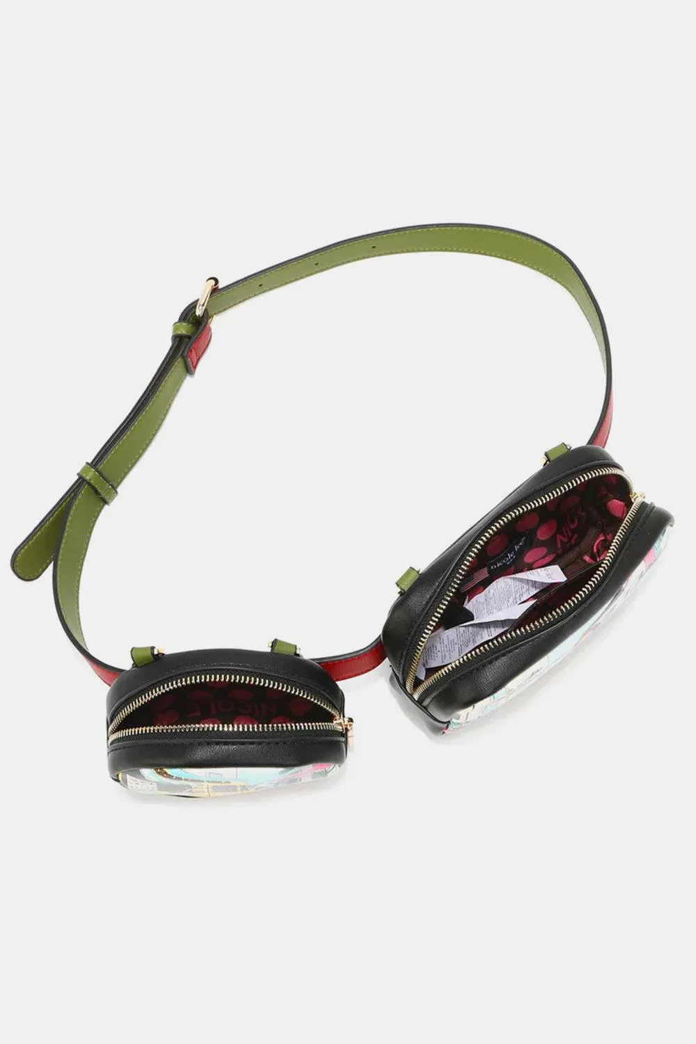 Nicole Lee Double Pouch Graphic Leather Fanny Pack