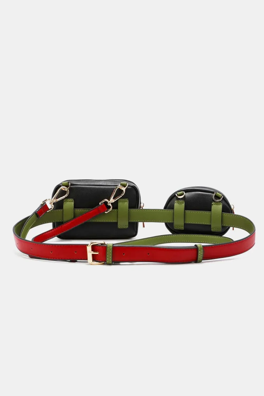 Nicole Lee Double Pouch Graphic Leather Fanny Pack