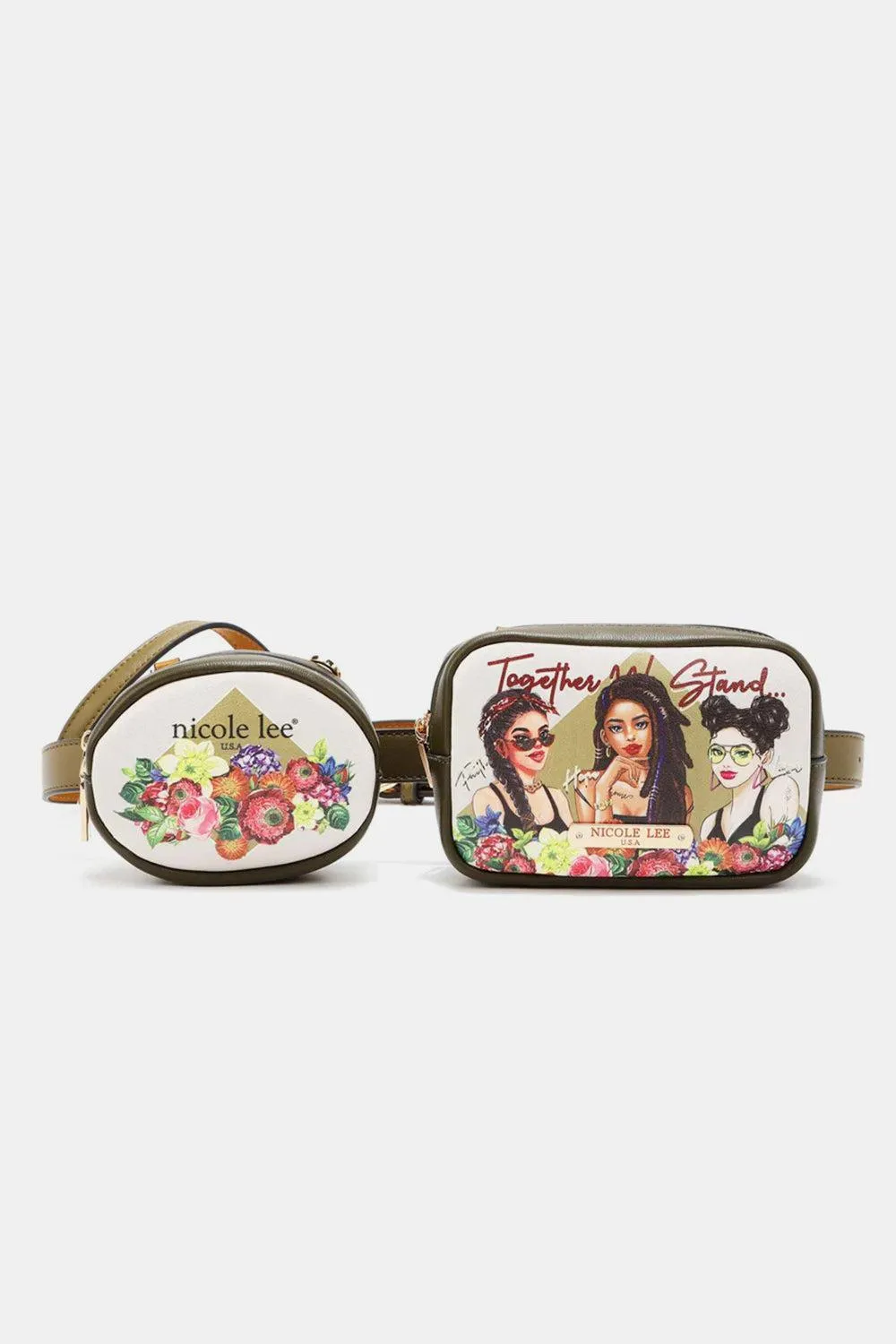 Nicole Lee Double Pouch Graphic Leather Fanny Pack