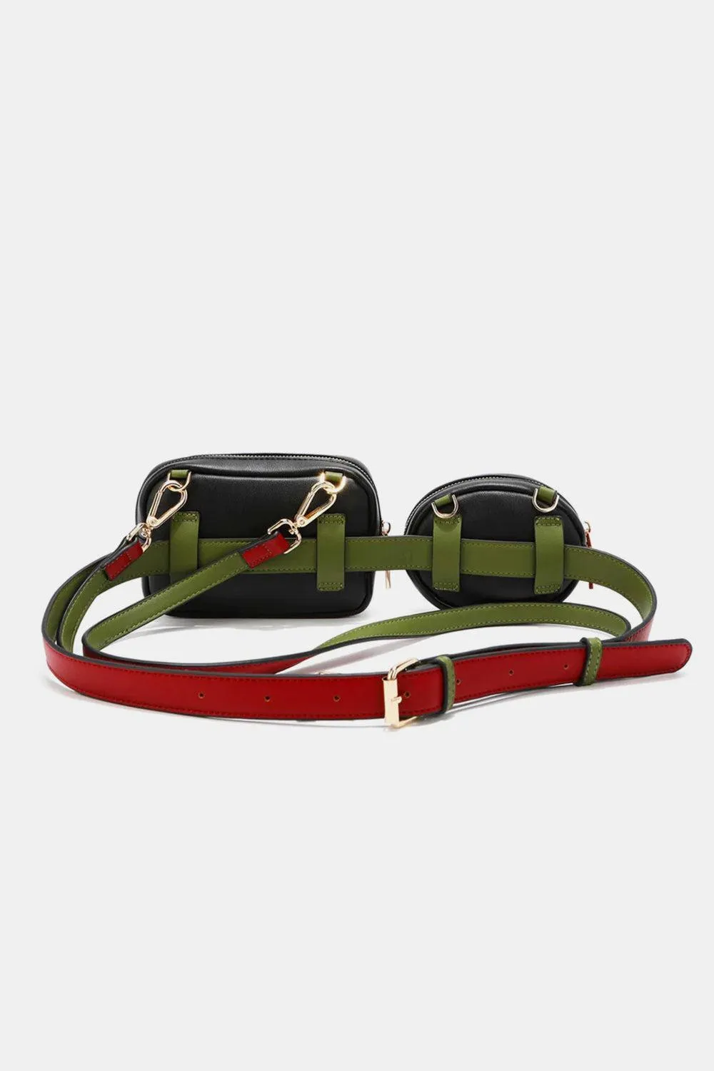 Nicole Lee Double Pouch Graphic Leather Fanny Pack