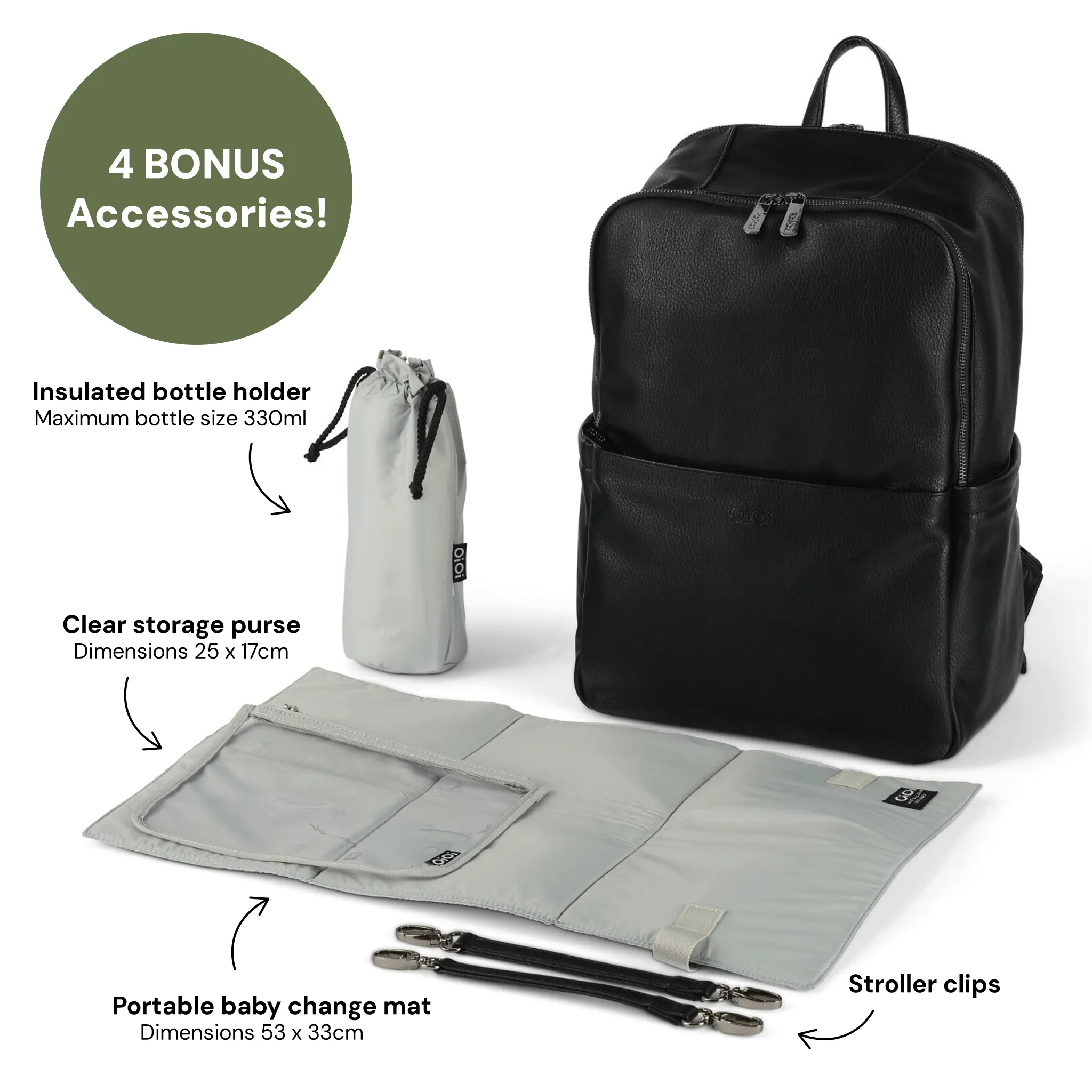 OiOi - Multitasker Nappy Backpack - Black Vegan Leather