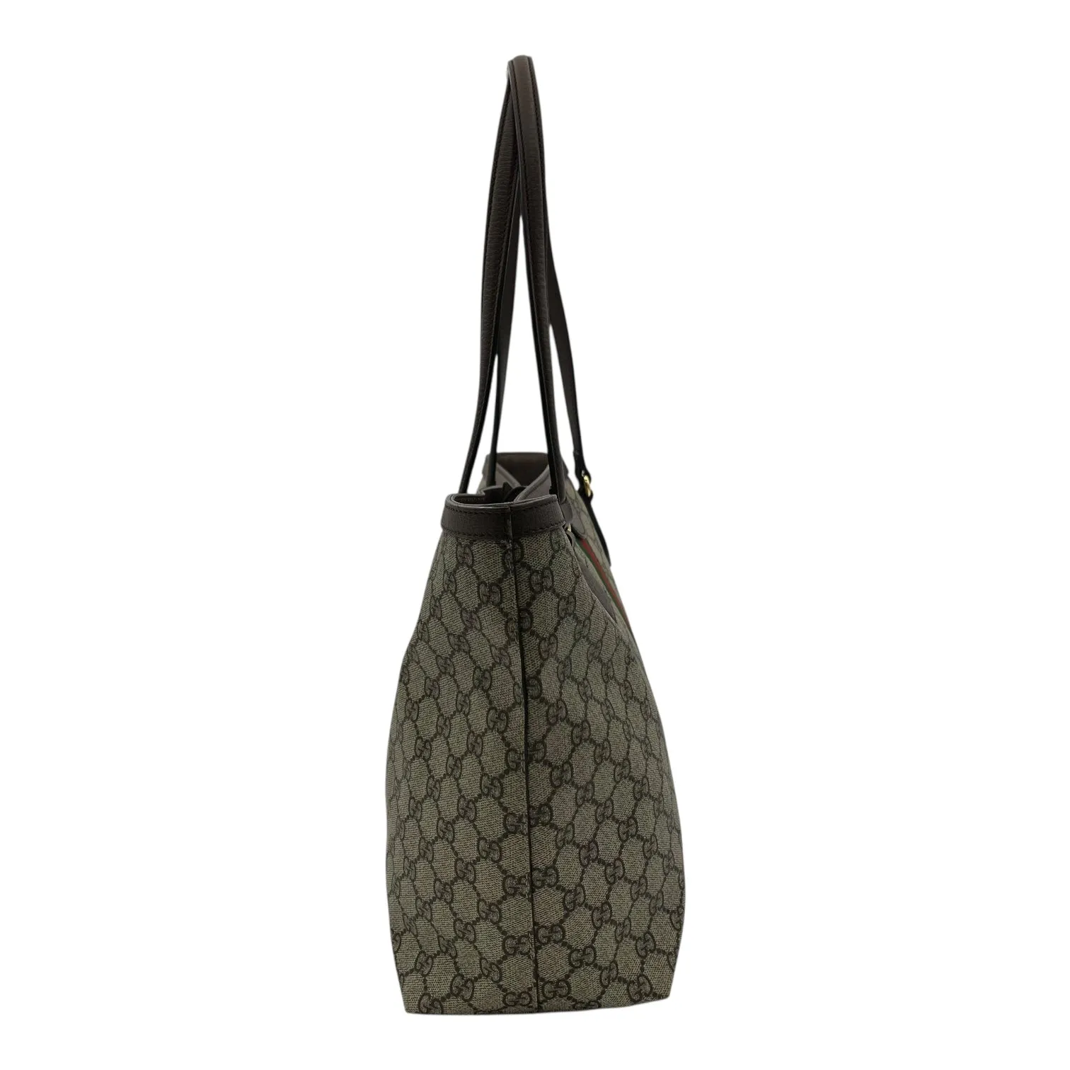 Ophidia Brown Tote Bag in Monogram Coated Canvas, Gold hardware