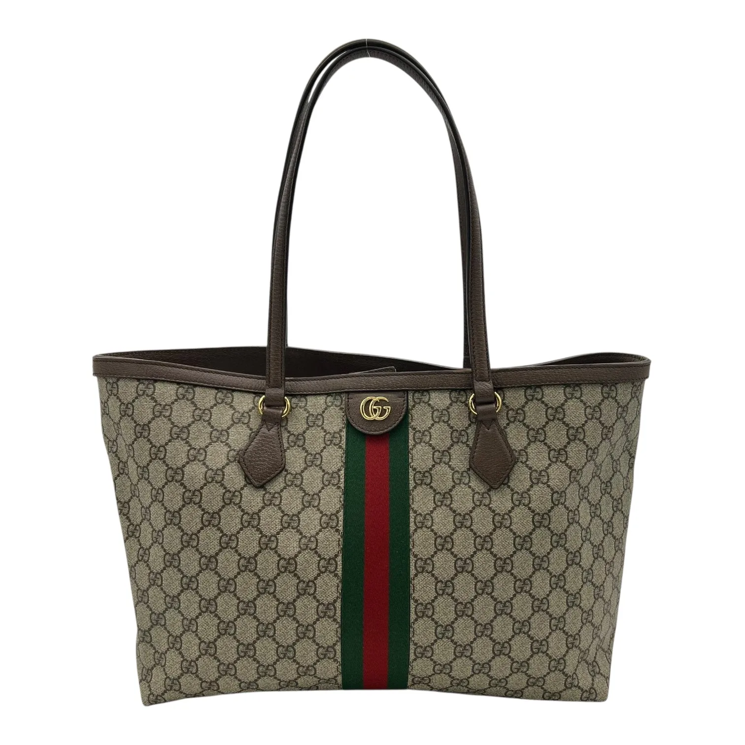 Ophidia Brown Tote Bag in Monogram Coated Canvas, Gold hardware