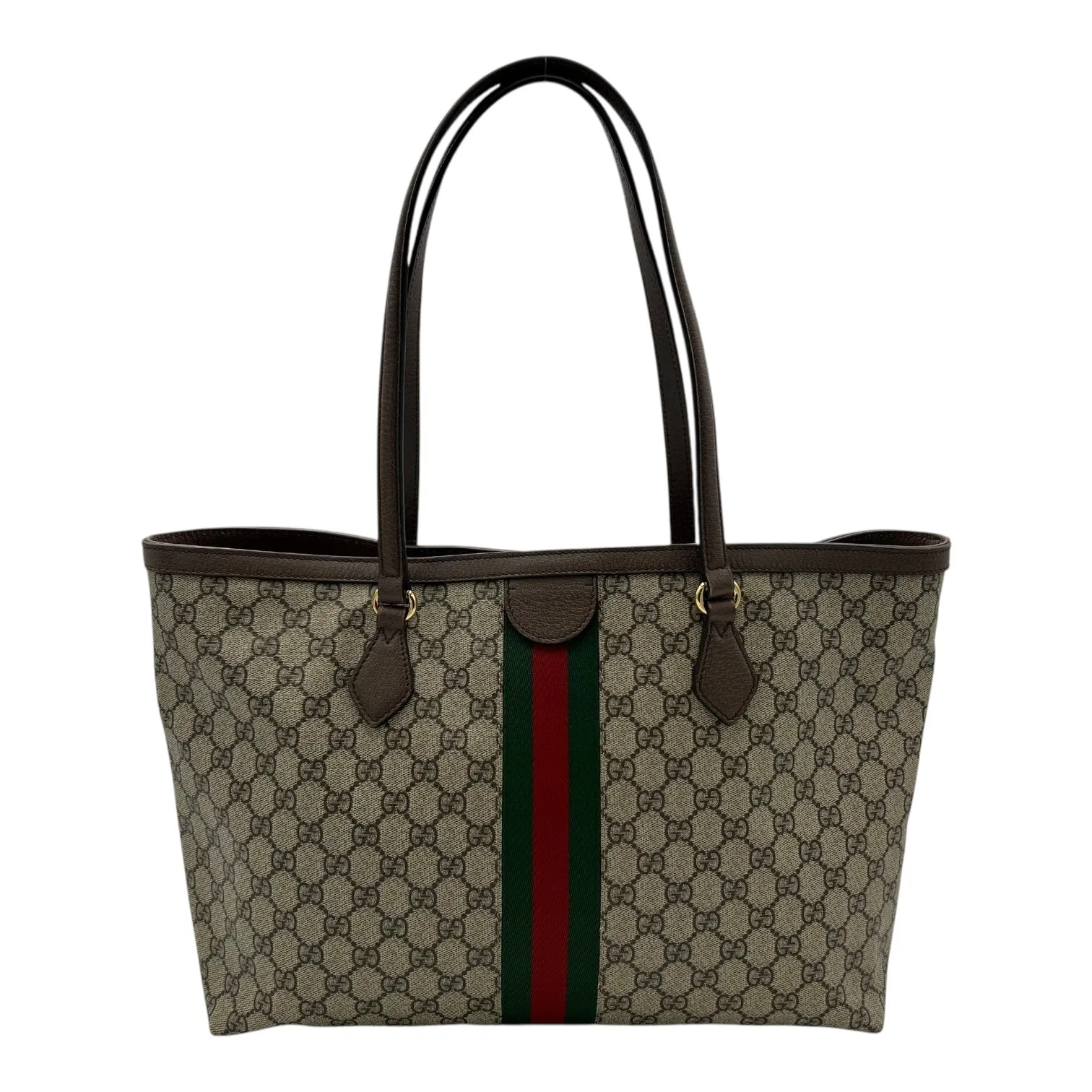 Ophidia Brown Tote Bag in Monogram Coated Canvas, Gold hardware