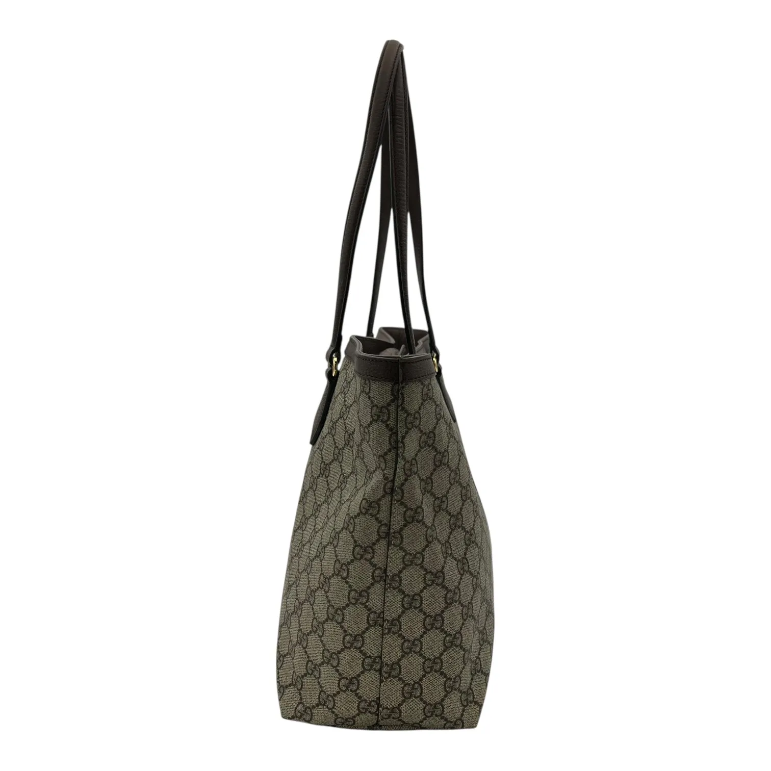 Ophidia Brown Tote Bag in Monogram Coated Canvas, Gold hardware