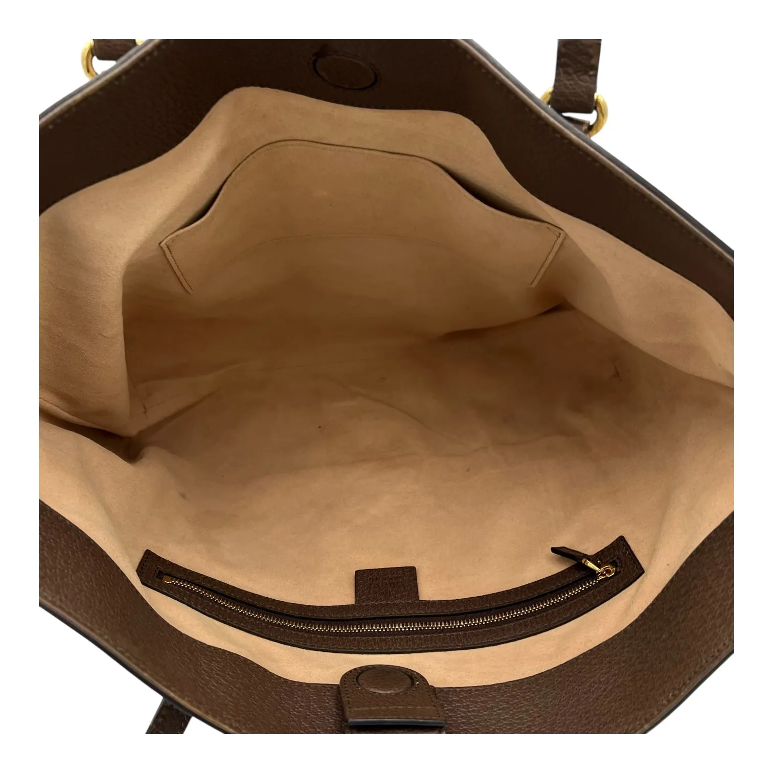 Ophidia Brown Tote Bag in Monogram Coated Canvas, Gold hardware