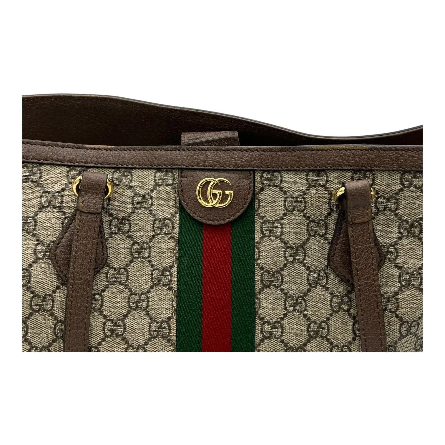 Ophidia Brown Tote Bag in Monogram Coated Canvas, Gold hardware