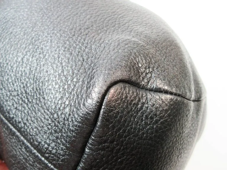 OSCAR DE LA RENTA Large Black Leather Hobo with Beaded Strap