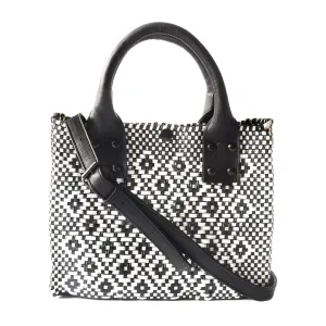 Panda Small Woven Crossbody Bag - Black Leather