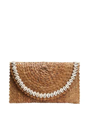 Pandegelang Raffia Seashell Clutch