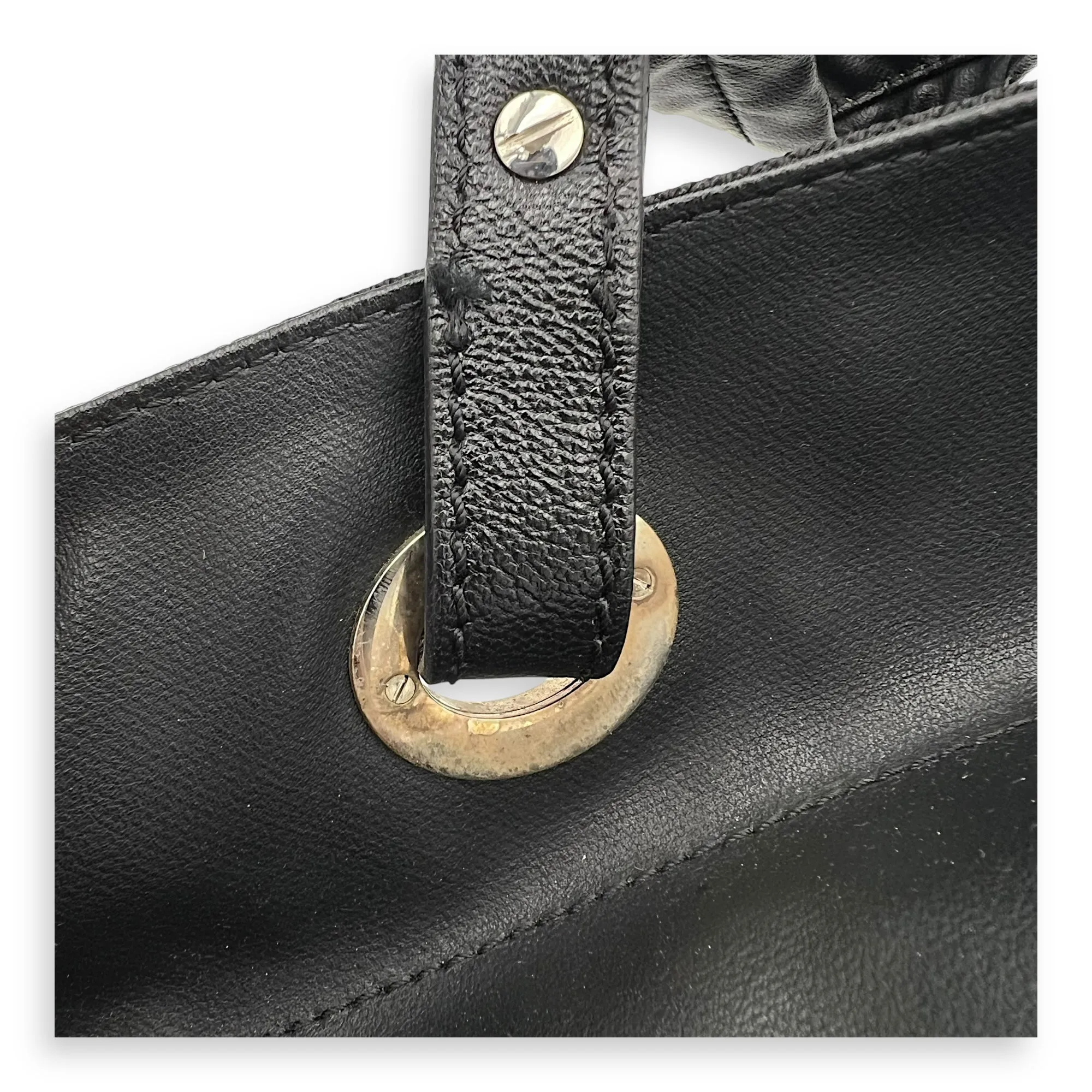Paris Biarritz Large Black Tote Bag in Coated Canvas, Silver hardware