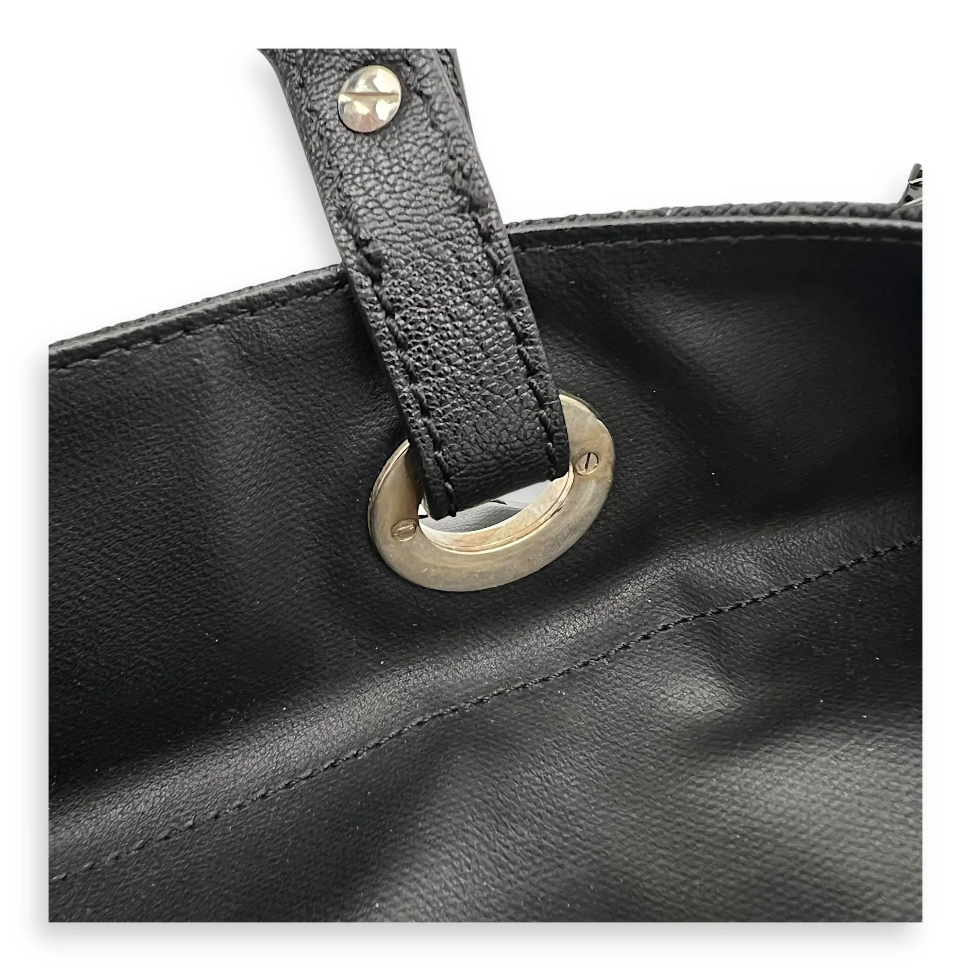 Paris Biarritz Large Black Tote Bag in Coated Canvas, Silver hardware
