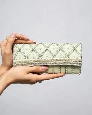 Pastel Green Clutch with Handwork
