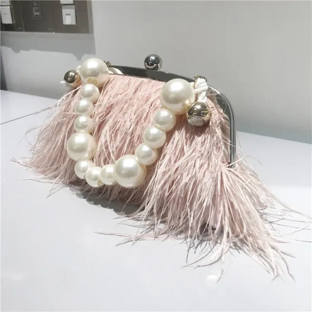 Pearl Chain Crossbody Clutch
