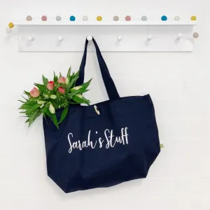 Personalised Organic Cotton Navy Bag
