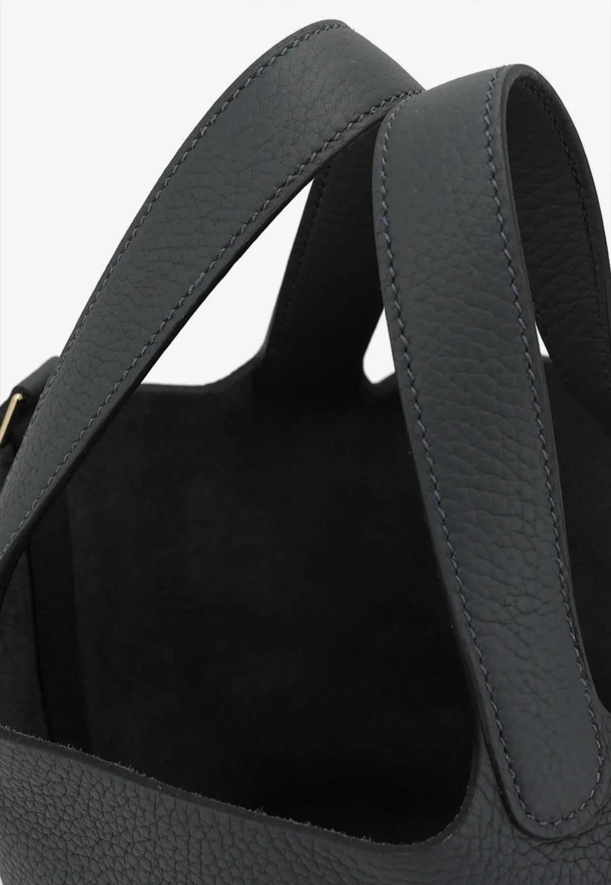 Picotin 18 in Gris Misty Clemence Leather with Permabrass Hardware