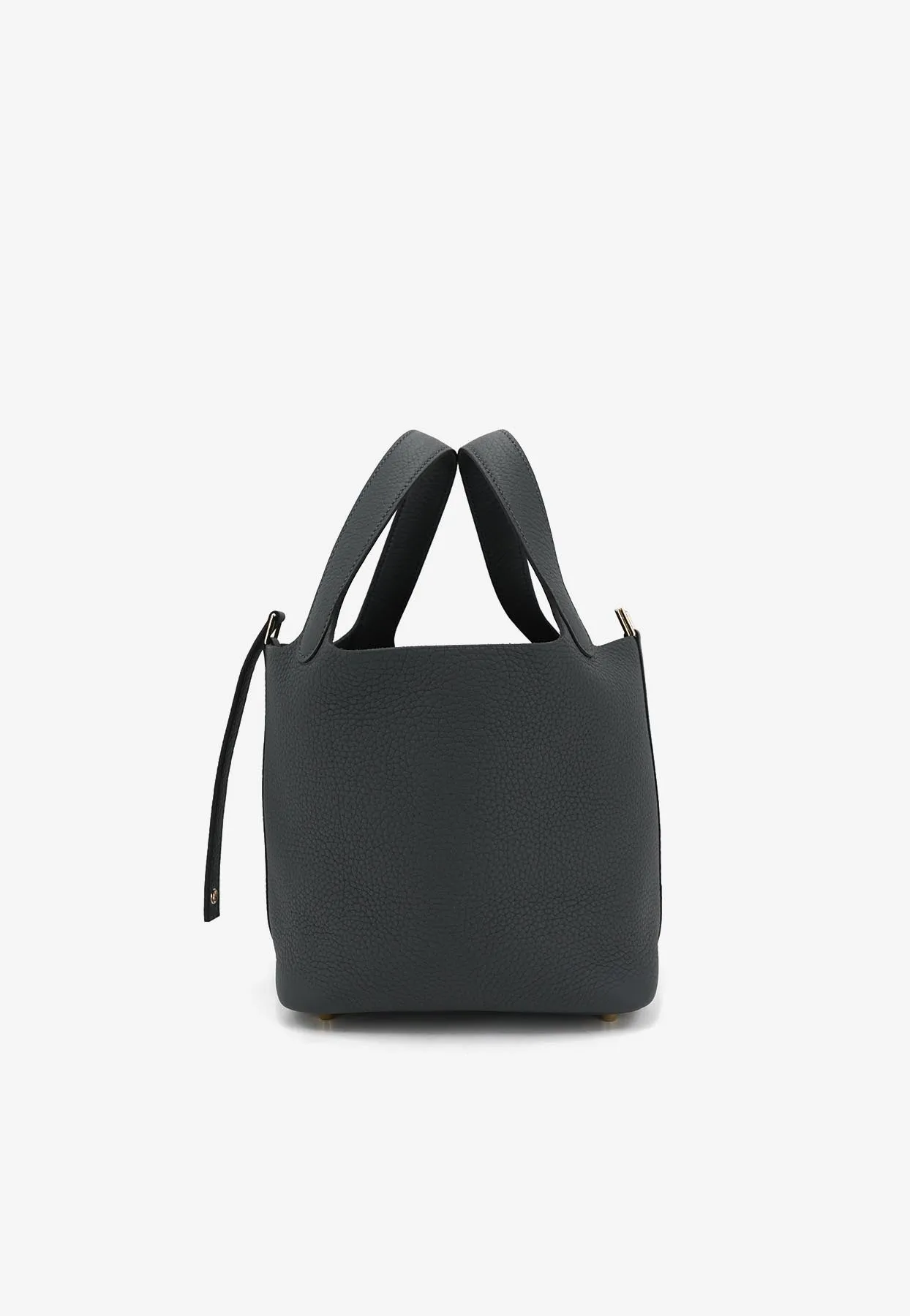 Picotin 18 in Gris Misty Clemence Leather with Permabrass Hardware