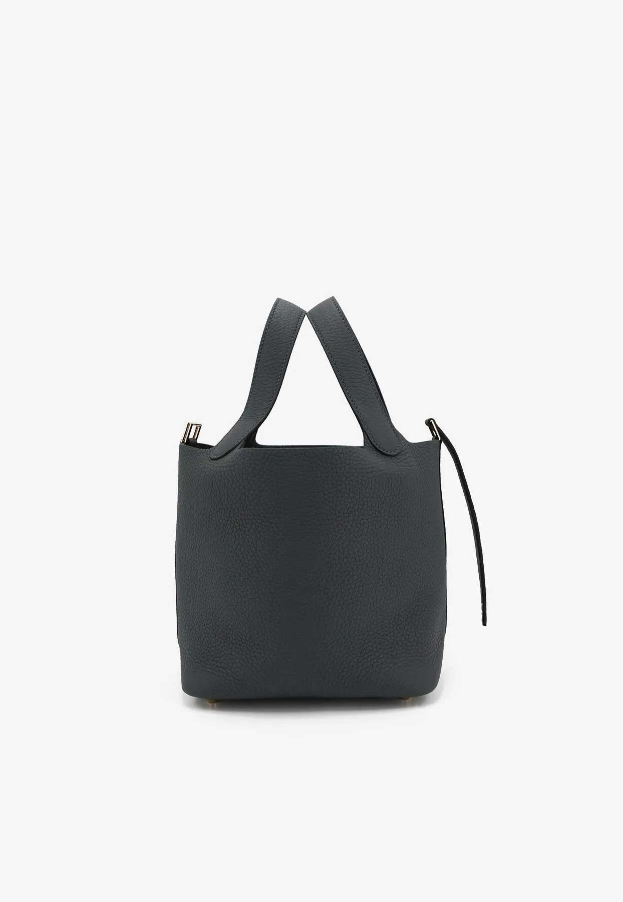 Picotin 18 in Gris Misty Clemence Leather with Permabrass Hardware