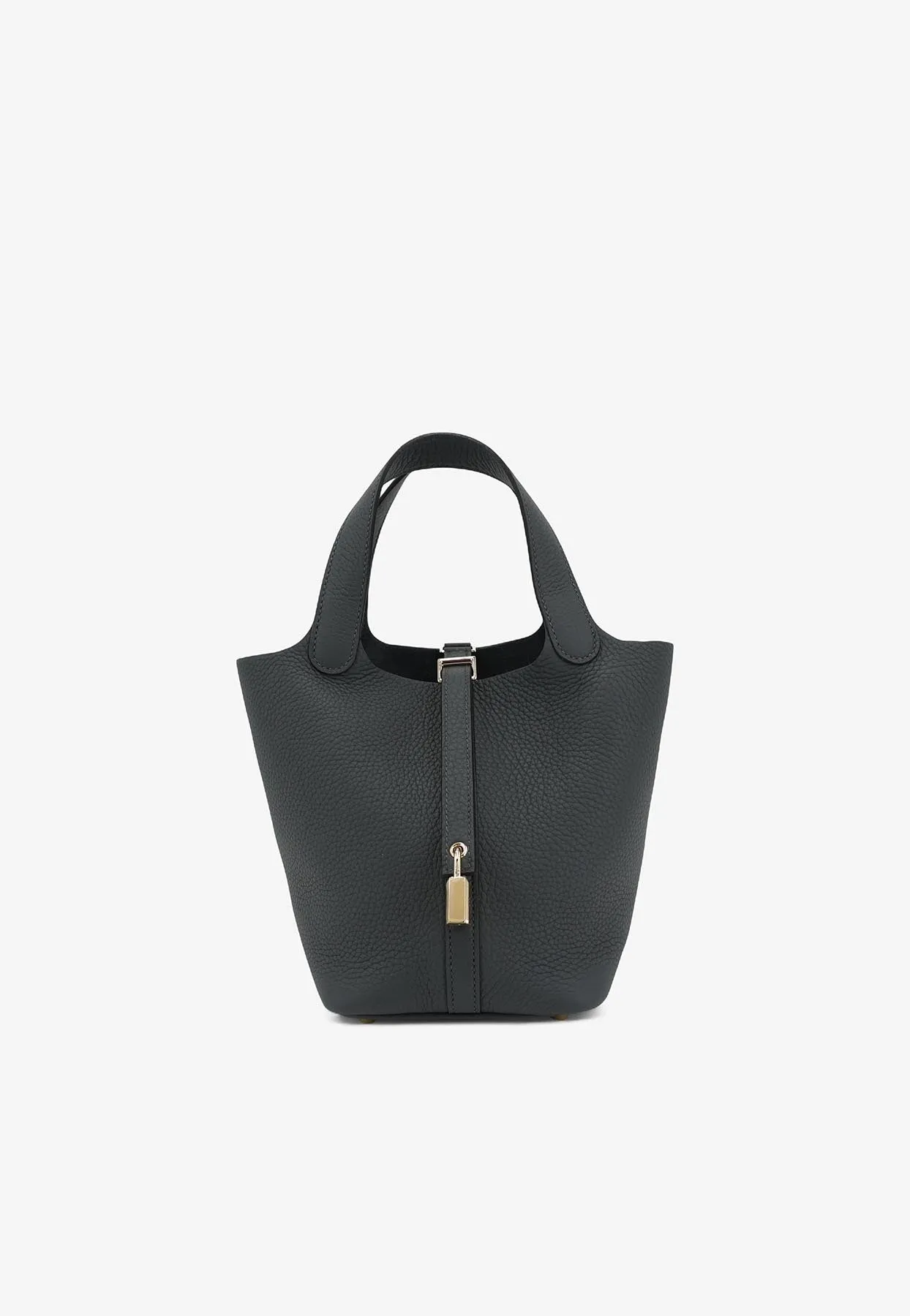 Picotin 18 in Gris Misty Clemence Leather with Permabrass Hardware