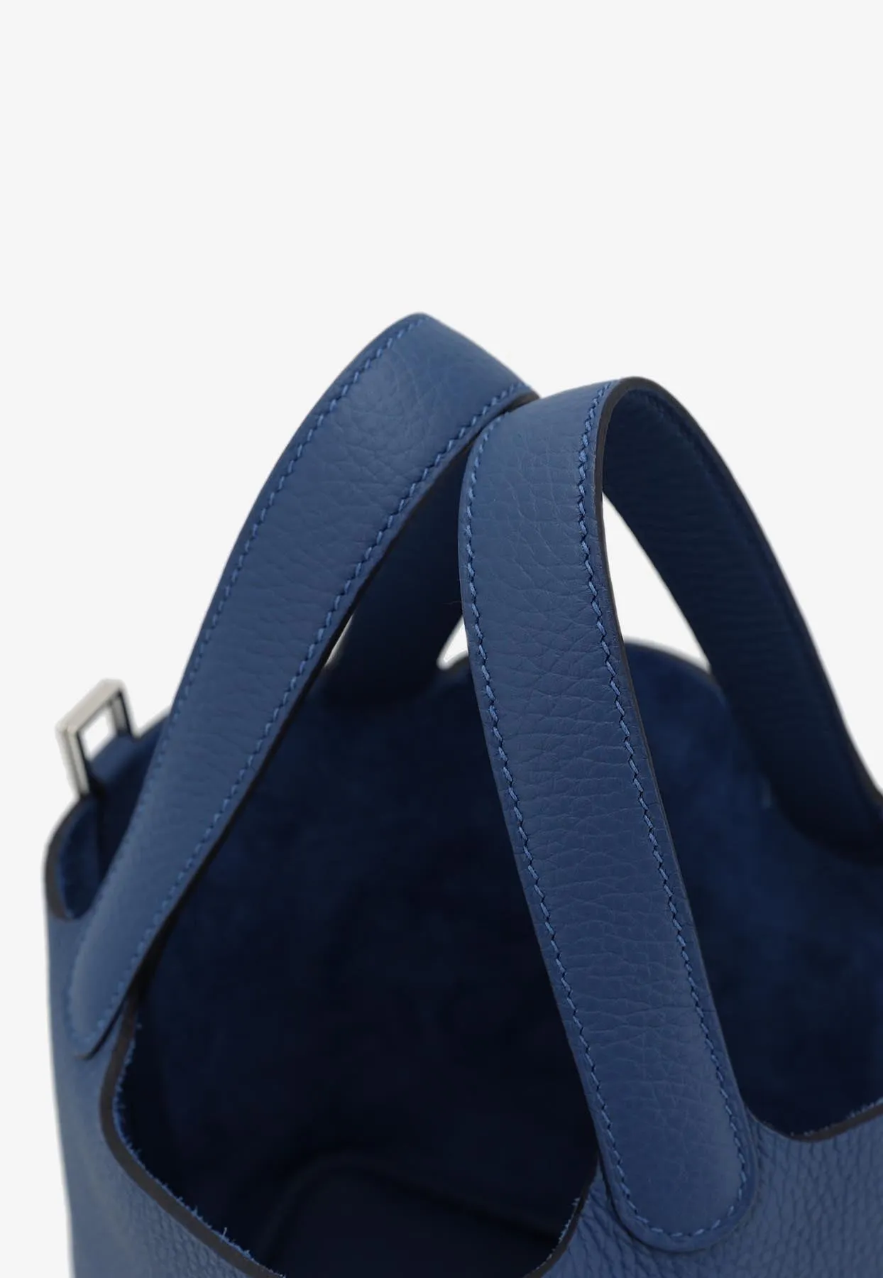 Picotin Lock 18 in Bleu Tie Clemence Leather with Palladium Hardware