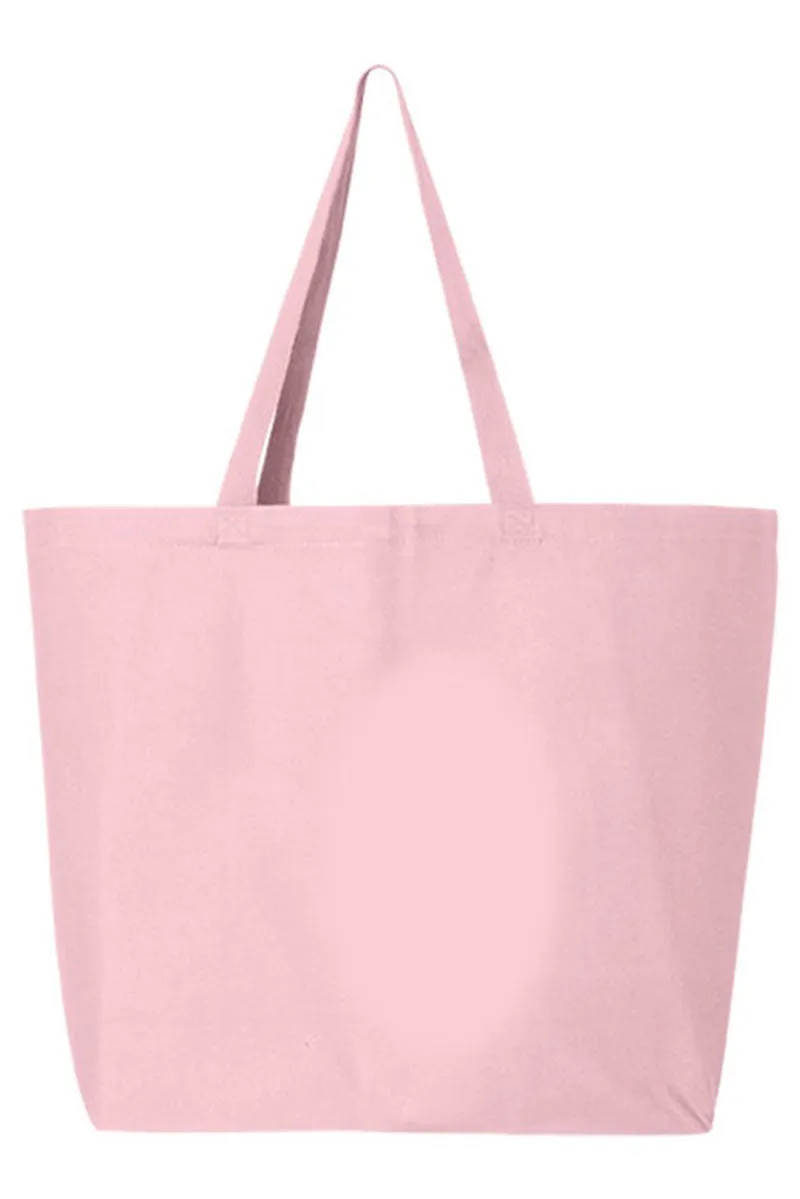Pink Watercolor Bow Canvas Jumbo Tote