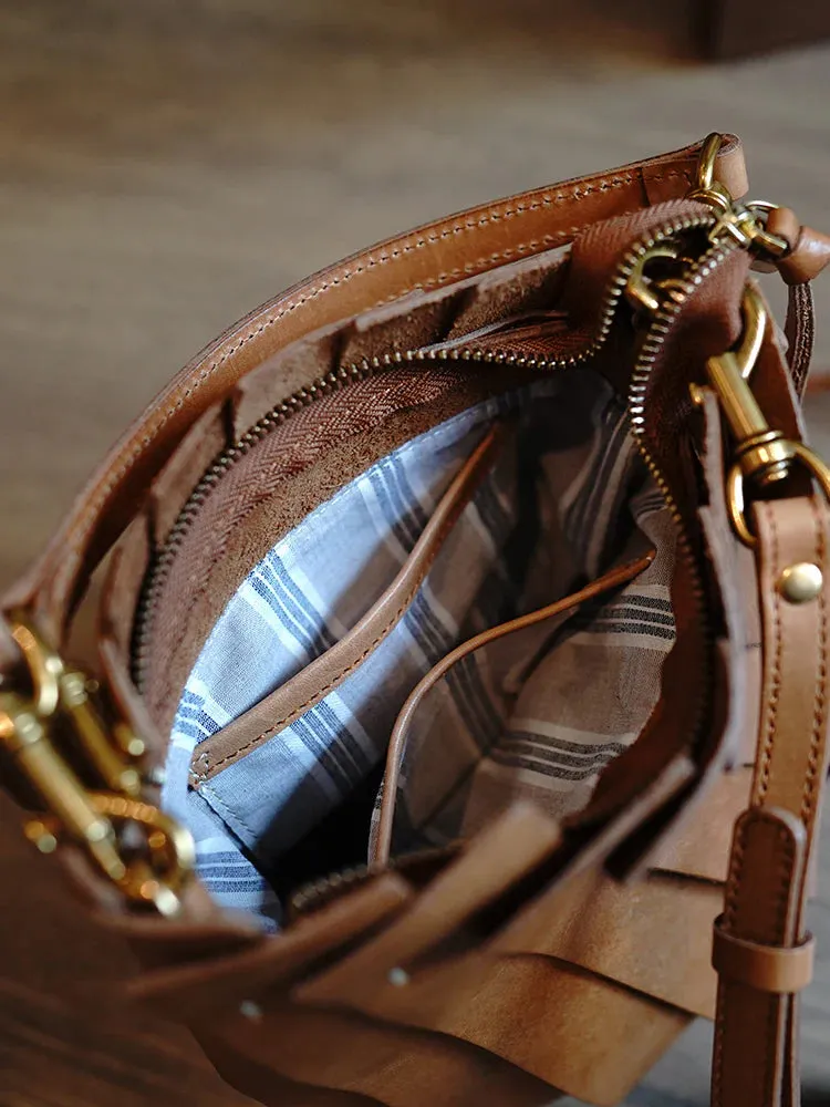 Pleated Leather Bucket Bag