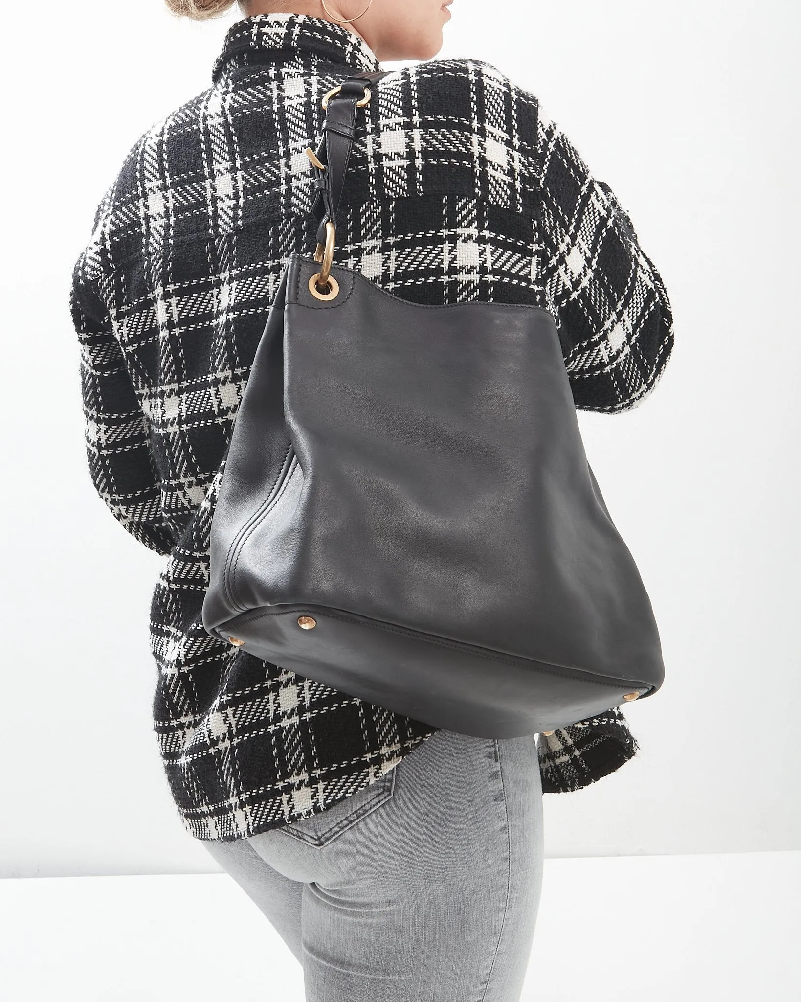 Prada Black Glace Calfskin Leather GHW Shoulder Bag
