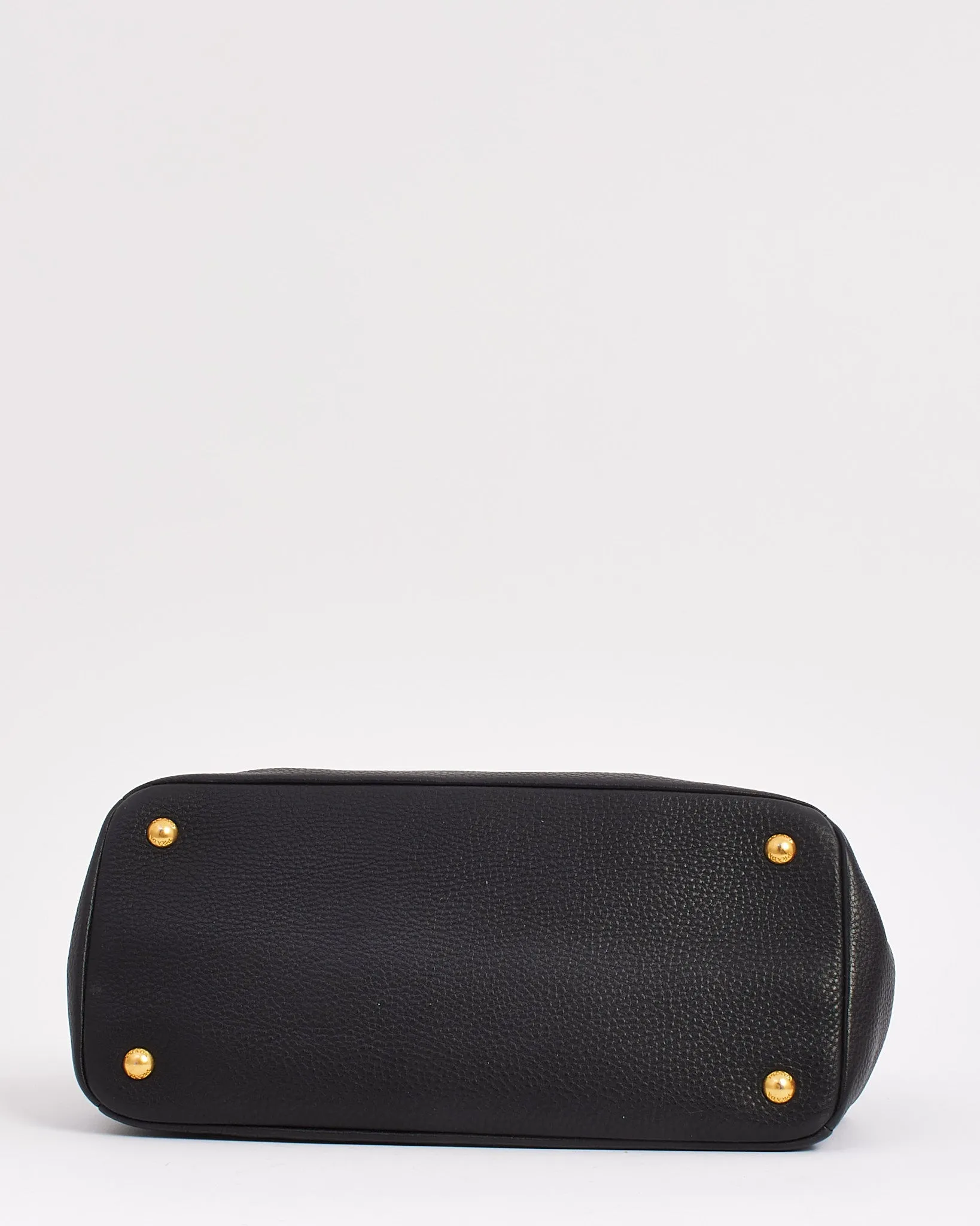 Prada Black Grained Leather Vitello Daino Tote Bag